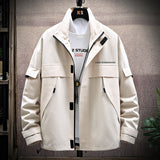 Khaki Lapel Short Casual Jacket For Men - WOMONA.COM