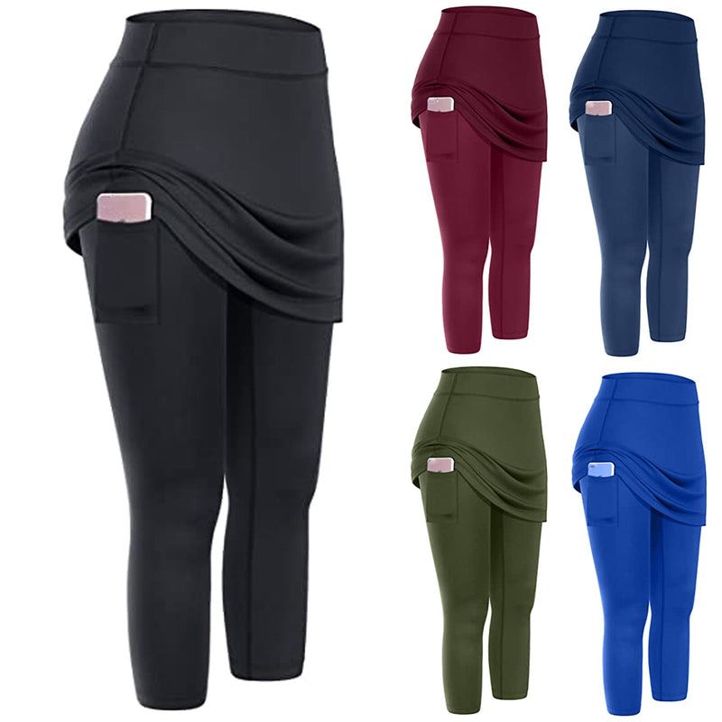 Elastic Sports Yoga Capris Skirts Legging - WOMONA.COM