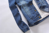 Men's Denim Long-Sleeved Jacket - WOMONA.COM