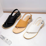 Flip Flops Chunky Heel Sandals - WOMONA.COM