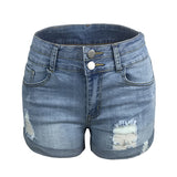 High-waist Denim Shorts - WOMONA.COM