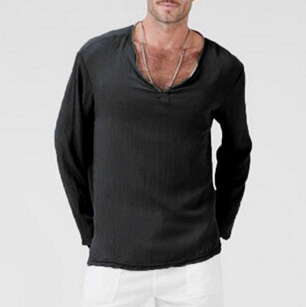 Linen Ethnic Style T-shirt Men - WOMONA.COM