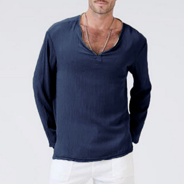 Linen Ethnic Style T-shirt Men - WOMONA.COM