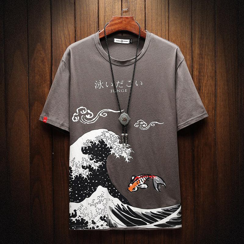 Casual Printed Round Neck T Shirt Men - WOMONA.COM