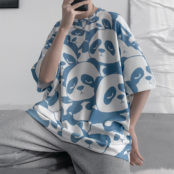 Panda Full Print Creative Short-sleeved T-shirt Men - WOMONA.COM