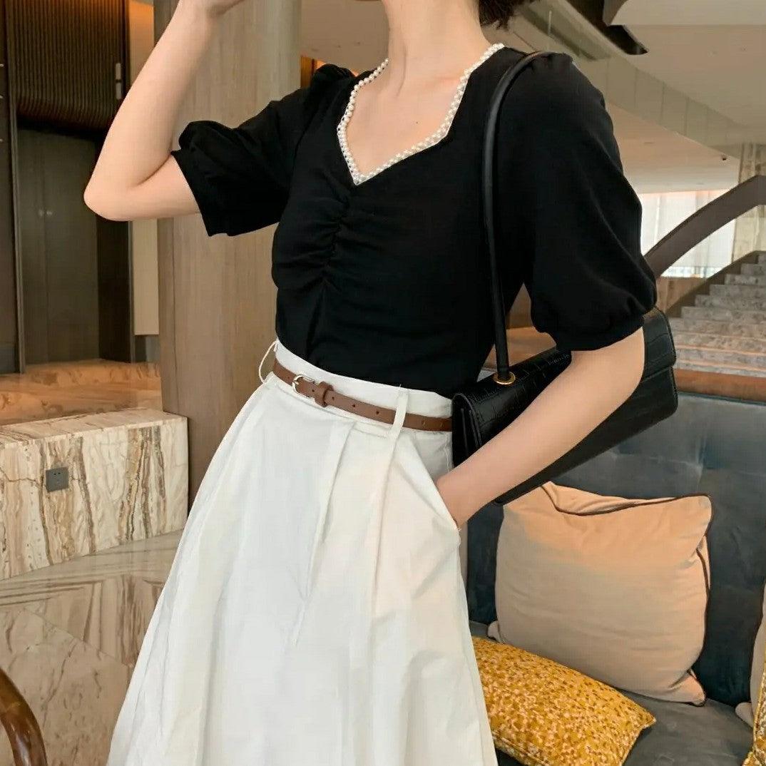 Nocturne Puff Sleeve Short-sleeved T-shirt Women - WOMONA.COM