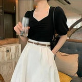 Nocturne Puff Sleeve Short-sleeved T-shirt Women - WOMONA.COM