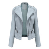 New Slim Spring And Autumn Women'S Leather Jacket Women'S Slim Thin Jacket Ladies Motorcycle Suit - WOMONA.COM