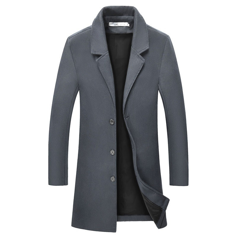 Woolen lapel trench coat - WOMONA.COM