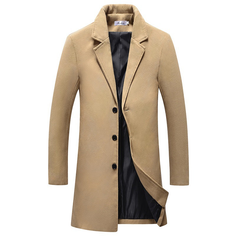 Woolen lapel trench coat - WOMONA.COM