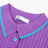 Retro Purple Knitted Short-sleeved T-shirt Women - WOMONA.COM