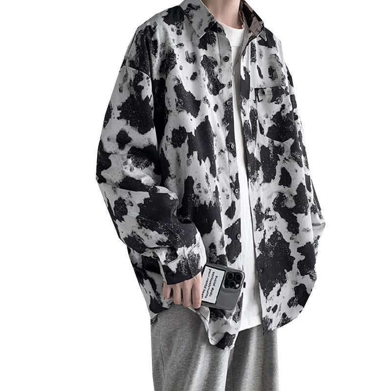 Tie Dye Cow Pattern Shirt Men - WOMONA.COM