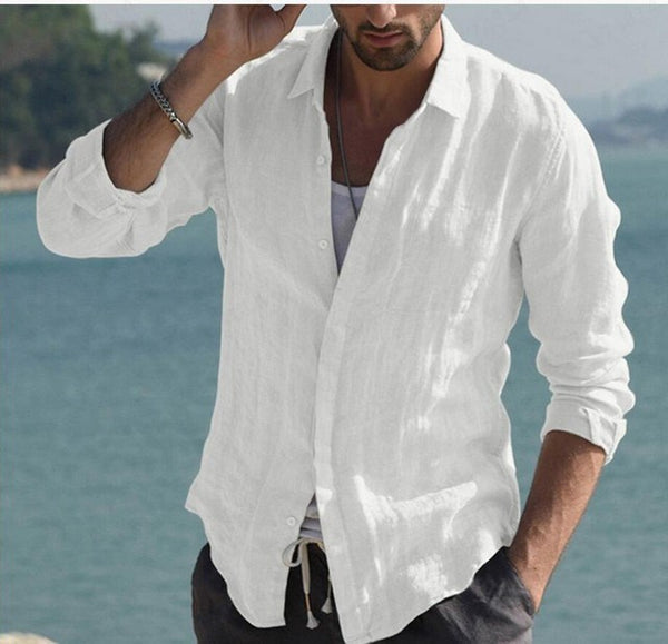 Men Shirt Cotton Blend Pocket Tops - WOMONA.COM