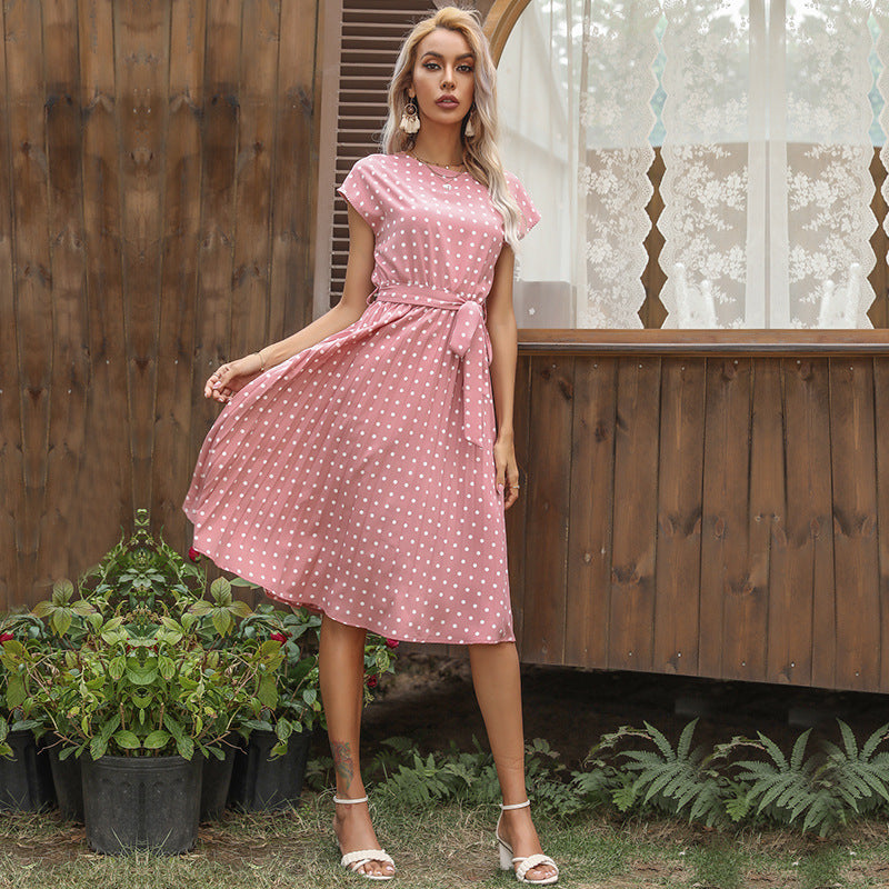 Short Sleeve Lace Up Dress For Women - WOMONA.COM