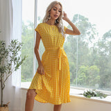 Short Sleeve Lace Up Dress For Women - WOMONA.COM