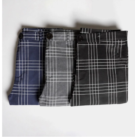 Large Plaid Striped Casual Pants - WOMONA.COM