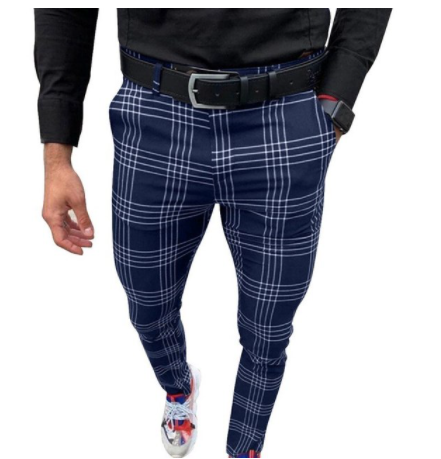 Large Plaid Striped Casual Pants - WOMONA.COM