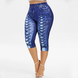 Digital Printing Denim Sports Pocket Leggings - WOMONA.COM