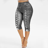 Digital Printing Denim Sports Pocket Leggings - WOMONA.COM