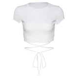 Short Cropped Short-sleeved T-shirt - WOMONA.COM