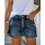 High-waisted Denim Shorts - WOMONA.COM