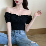 Black Short Sleeve T-shirt - WOMONA.COM