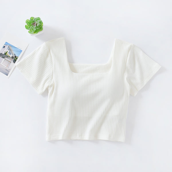 High-waisted T-shirt - WOMONA.COM