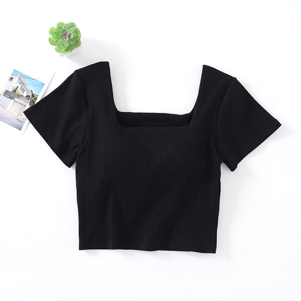 High-waisted T-shirt - WOMONA.COM