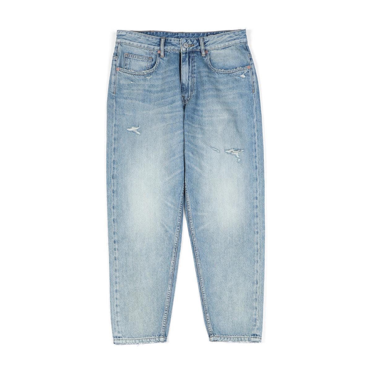 Washed Micro-elastic Frayed Cropped Jeans Men - WOMONA.COM