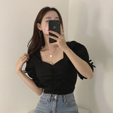 Lace-up Top Clavicle Back - WOMONA.COM