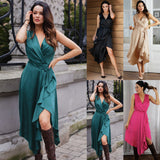 Faux Silk Irregular Dress - WOMONA.COM