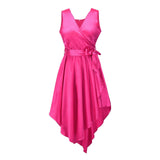 Faux Silk Irregular Dress - WOMONA.COM