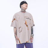 Burning Flame Print Short Sleeve T-shirt Men - WOMONA.COM