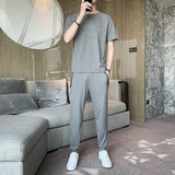 Ice silk short-sleeved t-shirt suit men - WOMONA.COM