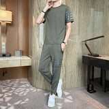 Ice silk short-sleeved t-shirt suit men - WOMONA.COM