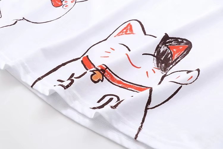 Cat Print Japan Style Harajuku T Shirts - WOMONA.COM