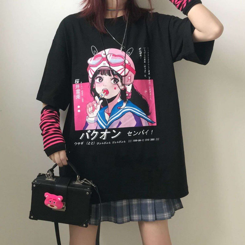 Printing Korean Version Plus Size Cotton Women'S T-Shirt - WOMONA.COM