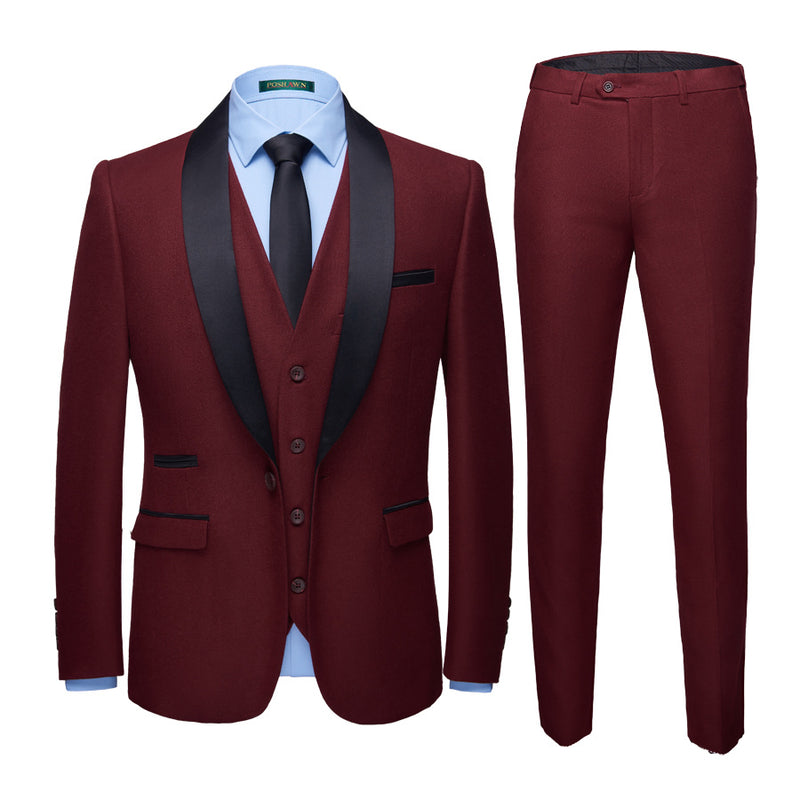 Self-Cultivation Wedding Groom Suit Three-Piece Suit Men - WOMONA.COM