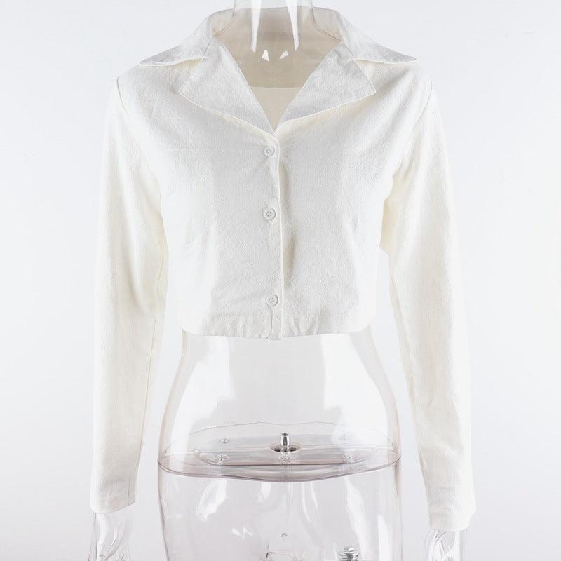 single-breasted short crop top women - WOMONA.COM
