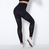 Seamless Mesh Knit Yoga pants - WOMONA.COM