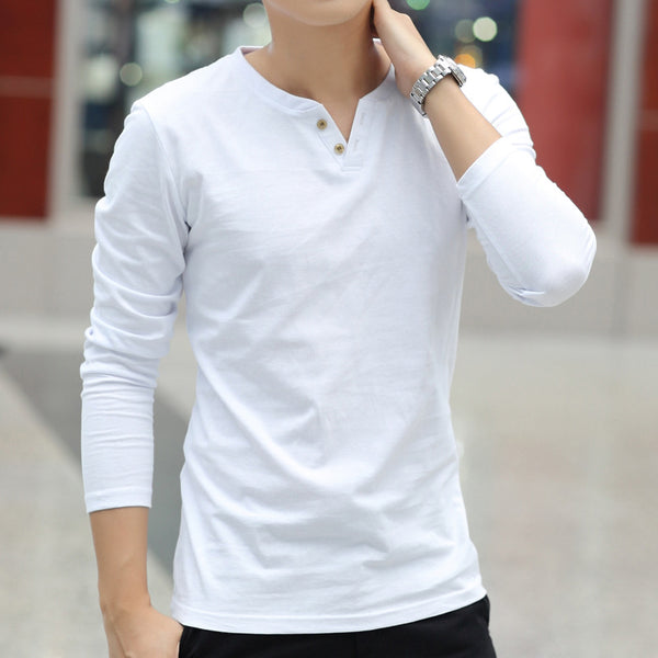 New Long Sleeve Autumn Linen T Shirts Male - WOMONA.COM