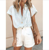 Loose Striped Shirt - WOMONA.COM