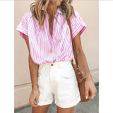 Loose Striped Shirt - WOMONA.COM