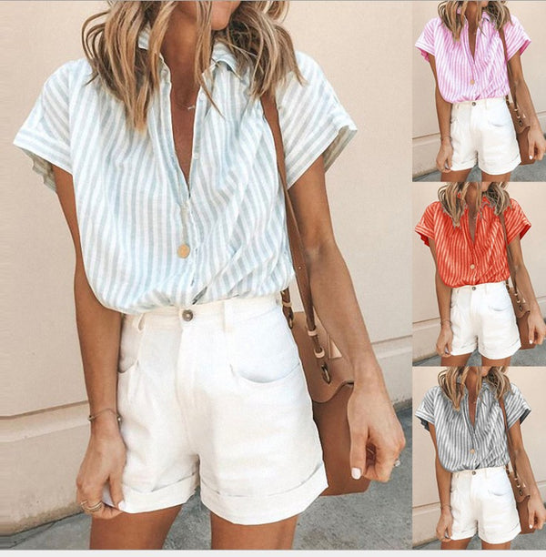 Loose Striped Shirt - WOMONA.COM