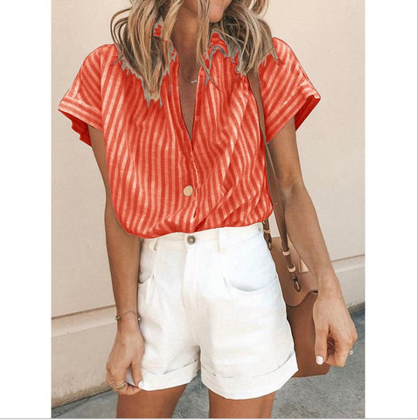 Loose Striped Shirt - WOMONA.COM