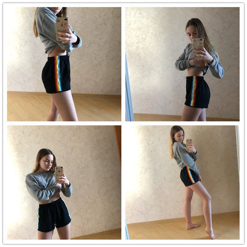 Casual Sports Rainbow Shorts Women - WOMONA.COM