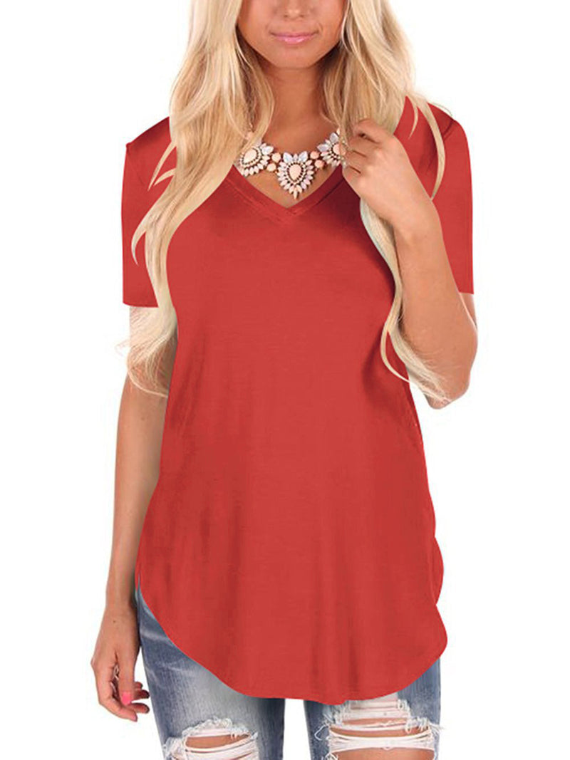 Women's Plus Size Loose Short Sleeve T-shirt - WOMONA.COM