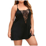 Women Nightdress Plus Size V Neck Lace Sleepwear - WOMONA.COM