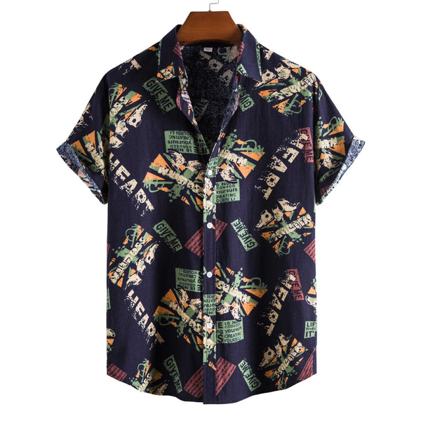 Summer Mens Button Loose Shirt Fashion Streetwear - WOMONA.COM