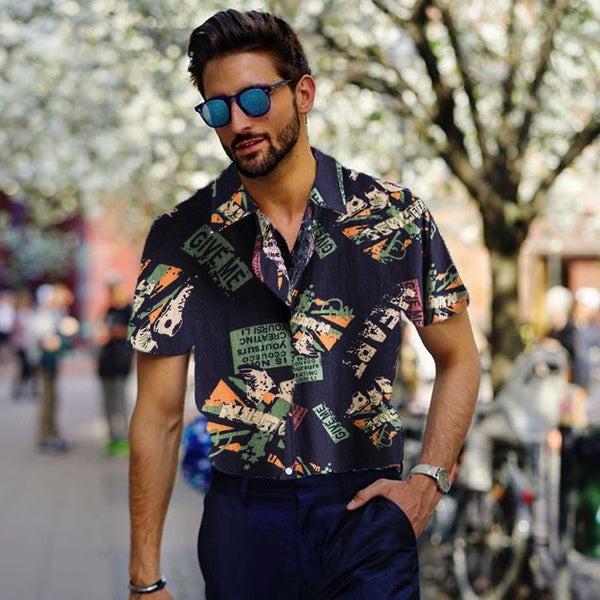 Summer Mens Button Loose Shirt Fashion Streetwear - WOMONA.COM